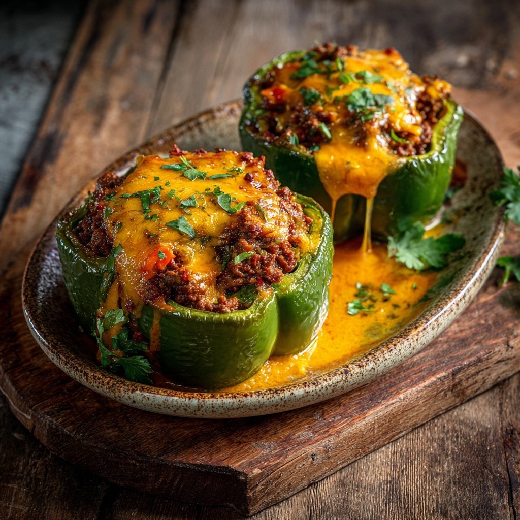 Ground Beef And Cheese Stuffed Peppers